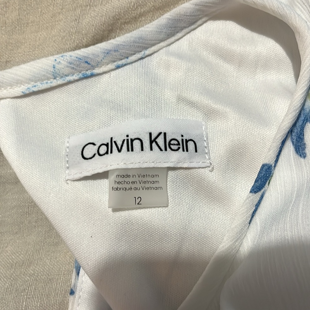 Calvin Klein blue flower dress, 12 - Picture 3 of 3